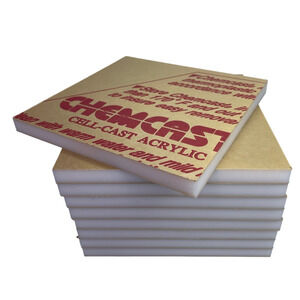 6 pieces - Acrylic Bases 5 x 5, 1/2" Thick, White